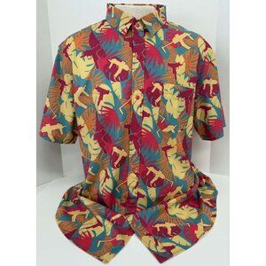 Savage Tacticians Spray & Pray Uzis Button Up Hawaiian Shirt Men’s XL Palm Print
